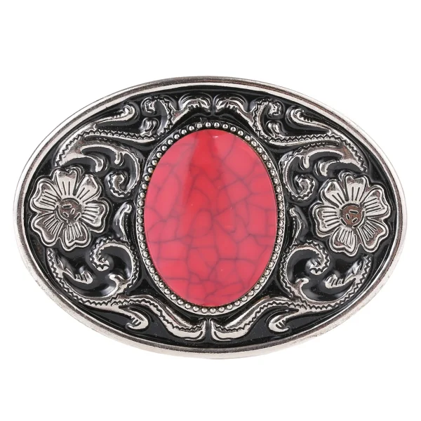 Alloy floral pattern natural stone belt buckle jeans accessories - Image 10
