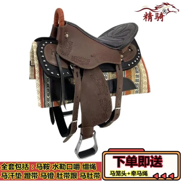 سرج الحصان Harness Complete Set Of Accessories Fine Riding Supplies New Size Saddle Leather Printed Tourist Saddle - Image 18