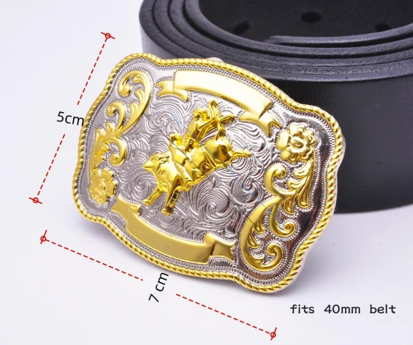 69*50MM Inner 40MM ROCK BULL RIDE RODEO RODEO COWBOY TEXAS WESTERN SHINE BELT BUCKLE - Image 2