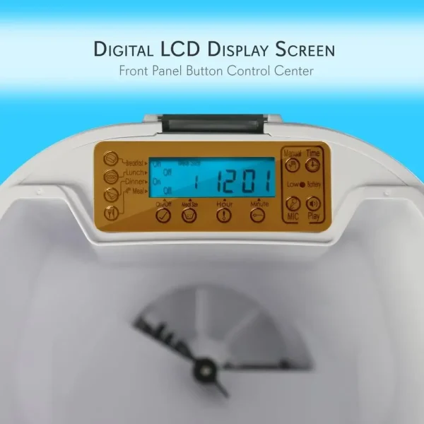 Smart Automatic Pet Feeder Programmable Digital Dispenser with Voice Message Playback Adjustable Food Amount & Frequency LCD - Image 2