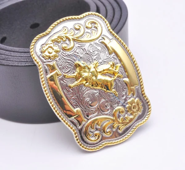 69*50MM Inner 40MM ROCK BULL RIDE RODEO RODEO COWBOY TEXAS WESTERN SHINE BELT BUCKLE - Image 3