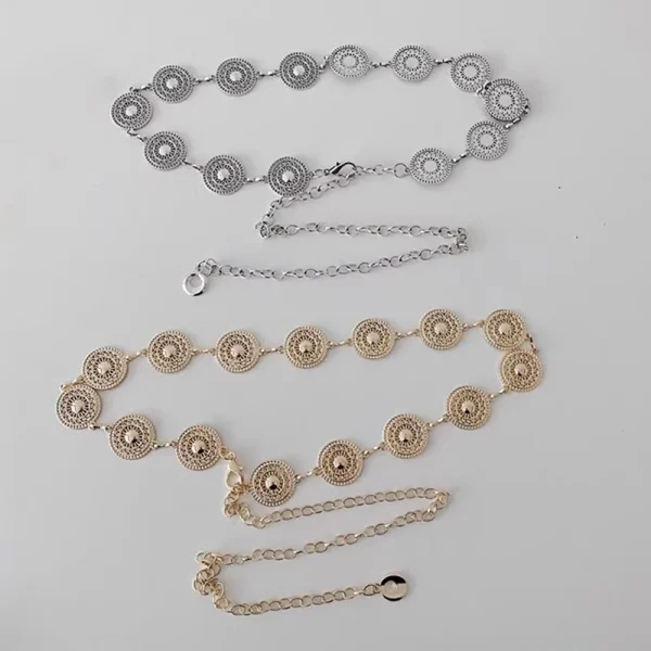Gold Adjustable Buckle Long Waist Belt Dress Body Chain Fashion For Women Vintage Openwork Metal - Image 4