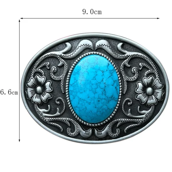 Cheapify Dropshipping Oval Turquoise Stone Men Belt Buckle Western Cowboy American Original Fashion Floral Carving Design - Image 6