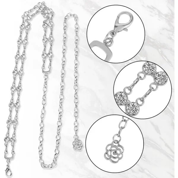 Women Rhinestone Chain Belt for Dress, Flower Metal Waist Belt Adjustable Crystal Belt Skinny Wedding Waist Band - Image 2