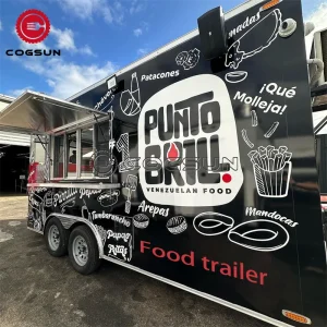 Hot dog pizza burger mobile food truck outdoor street kitchen restaurant trailer for sale