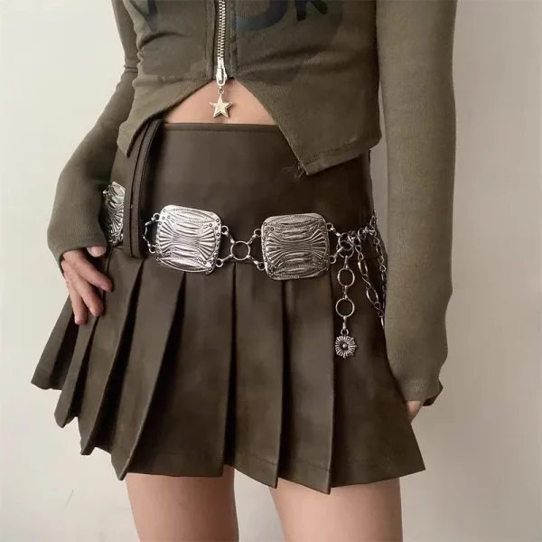 Women's Fashion Gold Silver Metal Corset Female Cummerbund Coat Waistband Dress Decration Wide Belt  J319