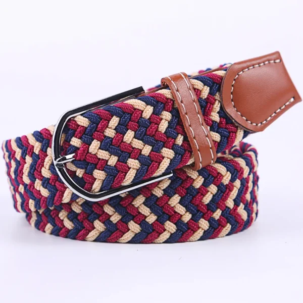 Unisex Elastic Fabric Woven Casual Belt Pin Buckle Expandable Braided Stretch Canvas Simple and Stylish Leisure Men Women Belt - Image 65