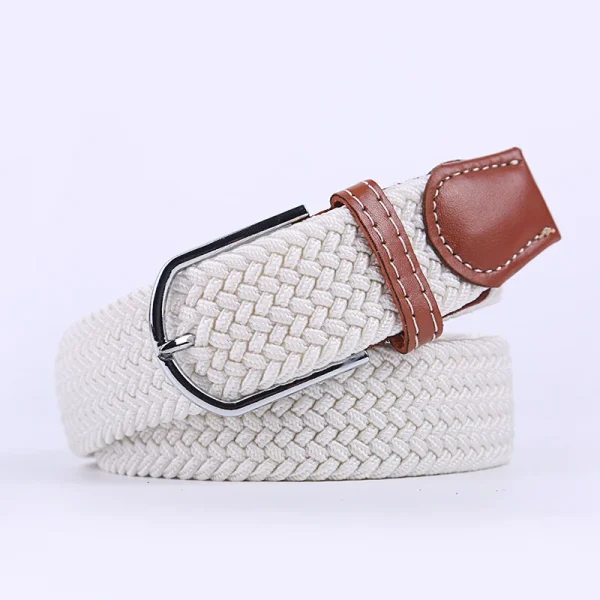 Unisex Elastic Fabric Woven Casual Belt Pin Buckle Expandable Braided Stretch Canvas Simple and Stylish Leisure Men Women Belt - Image 20