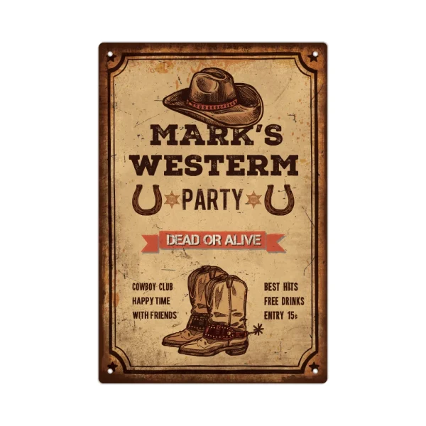 Putuo Decor-Personalized Custom Metal Sign, Western Party, Dead or Alive, Wall Decoration for Farmhouse, Cowboy Club, 1Pc - Image 6