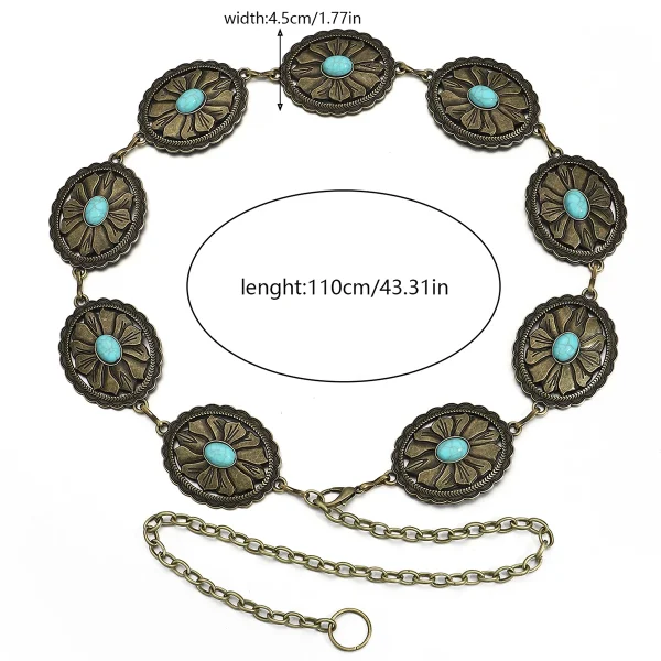 Europe and the United States retro fashion personality turquoise waist chain - Image 8