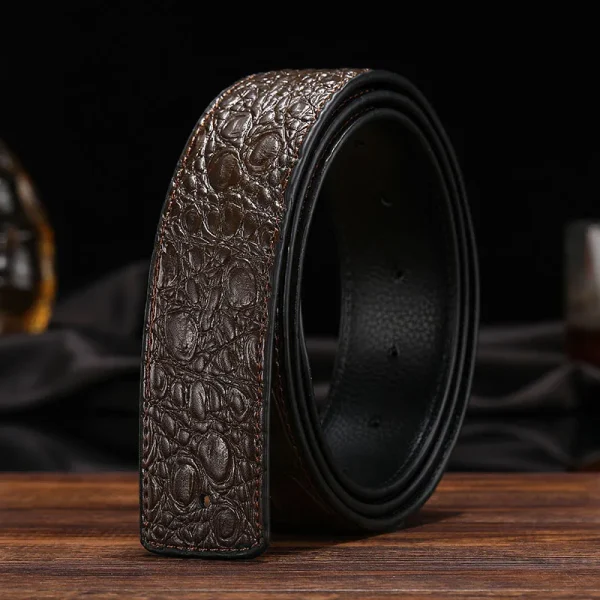 3.8cm/3.5cm Crocodile Pattern Luxury Men's Belt Two-layer Cowhide No Belt Buckle Suitable for Pin Buckle Genuine Leather Belt - Image 6