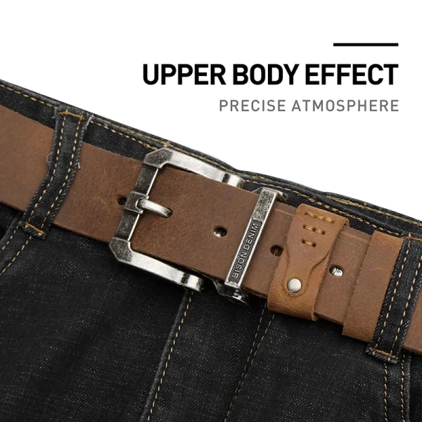 BISON DENIM Genuine Leather Belt For Men High Quality Buckle Jeans Casual Belts Vintage Business Cowboy Waistband Free Shipping - Image 4