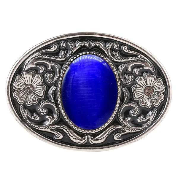 Alloy floral pattern natural stone belt buckle jeans accessories - Image 6