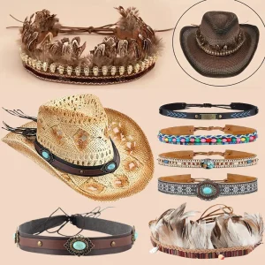 Hat Accessories Cowboy Hat Band For Women Men Fedora Belt Accessories Panama Band Straw Hat Belt Buckles Outdoor Decoration