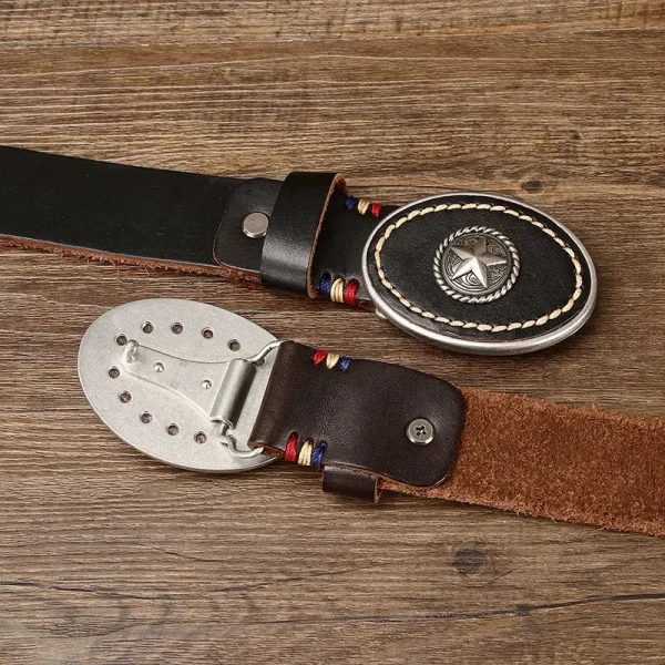 3.8CM Pure Cowhide High Quality Genuine Leather Belts for Men Strap Male Thickened Head Layer Cowhide Smooth Buckle Jeans Cintos - Image 3