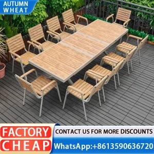 Picnic Beach Table 8pcs Set Hotel Pool Outdoor Furniture Chairs Table Umbrella