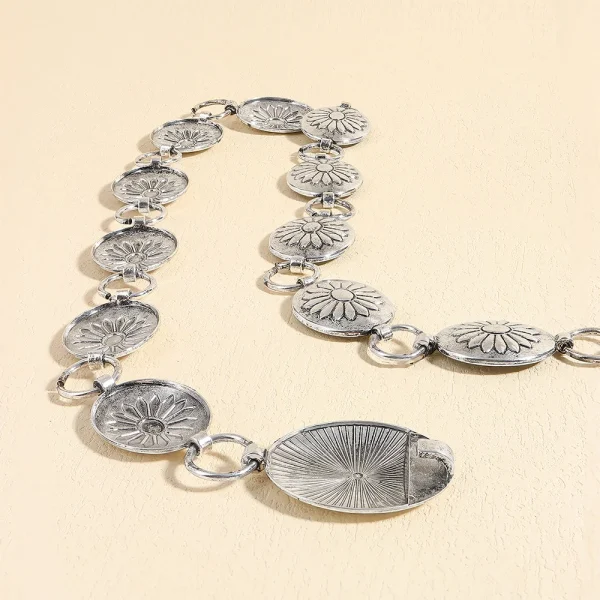 Women's Bohemian Silver Sunflower Disc Waist Chain Belt Dress Jeans Accessories Belt - Image 6