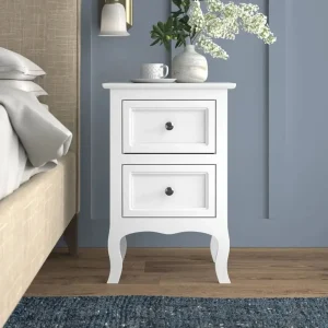 Wood Elegant Night Stand W/2 Drawer Storage Shelf End Table Accent Table New