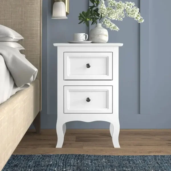 Wood Elegant Night Stand W/2 Drawer Storage Shelf End Table Accent Table New