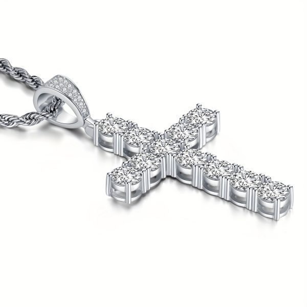 Moissanite 11ct 925 Sterling Silver Men'S Cross Pendant, Hypoallergenic Necklace Gift Your Lover And Friends, Suitable For Banquets, Parties, Luxury Pendants, Rapper - Image 8