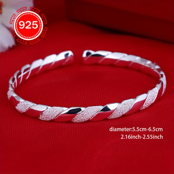 925 Silver Low Allergy Fashion Open Bangle, 1pc, Ladies' Fashion Interwoven Bangle Niche Design High-end Feeling Bracelet, Suitable For Couples, Best Friends, Gifts For Daily Weddings, Banquets, Beach Vacations, Thanksgiving, Christmas, Anti-oxidation Pac - Image 4