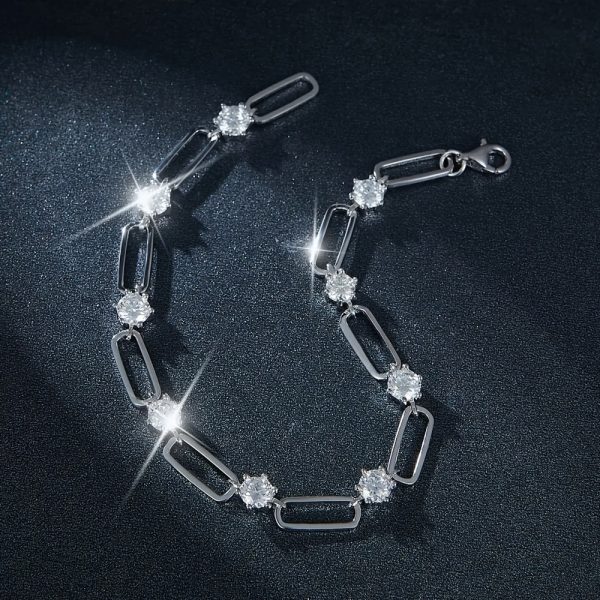 1pc S925 Sterling Silver Inlaid 5CT-7CT Moissanite Bracelet For Men And Women, | Jewelry | Gifts For Him | Gifts For Her | Birthday | Wedding | Anniversary | Engagement | - Image 4