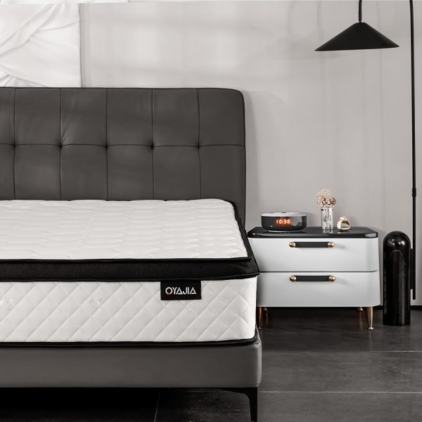 1pc Oyajia 12 Inch King Size Hybrid Mattress - Medium Firm, Memory Foam & Pocket Springs, Motion Isolation, Edge Support, Pressure Relief, Knitted Polyester Cover, No Wood Materials - Image 2