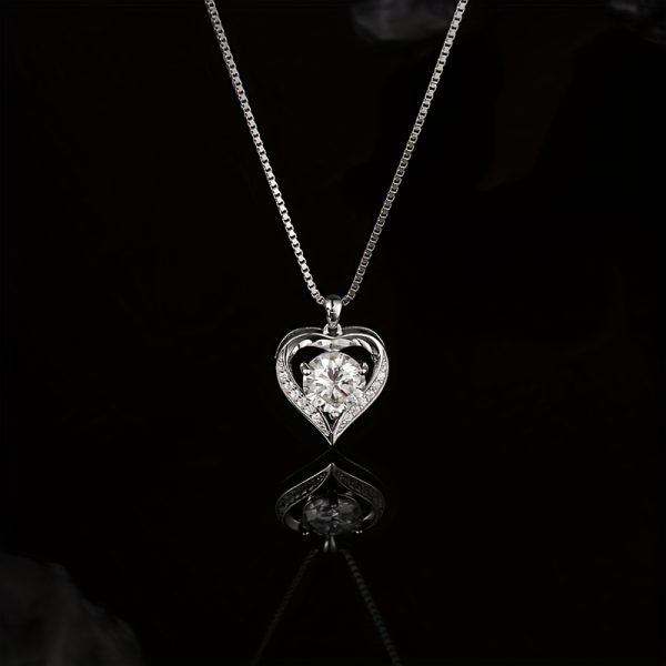 1pc S925 Silver with 2-3CT Moissanite Eternity Necklace, Elegant Pendant Necklace, Creative New Wave Elegant And Exquisite | Necklace for My Daughter | Sparkling Girl Necklace | Jewelry for My Granddaughter | Birthday Gift | Party | Christmas Gift | - Image 2