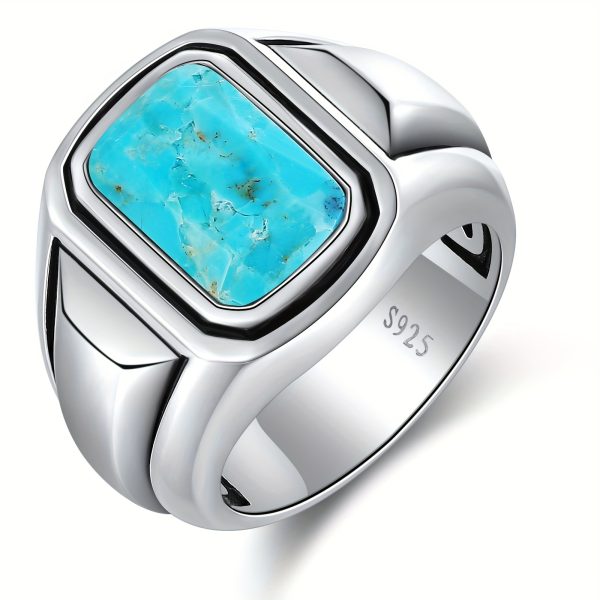 1pc Fashion 925 Sterling Silver Square Bead Decor Ring, Jewelry Gift - Image 3