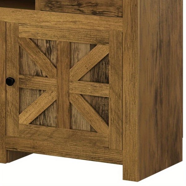 Up to 80 Inch Rustic Farmhouse TV Stand with Power Outlet, Storage Drawer & Movable Partition - Image 8