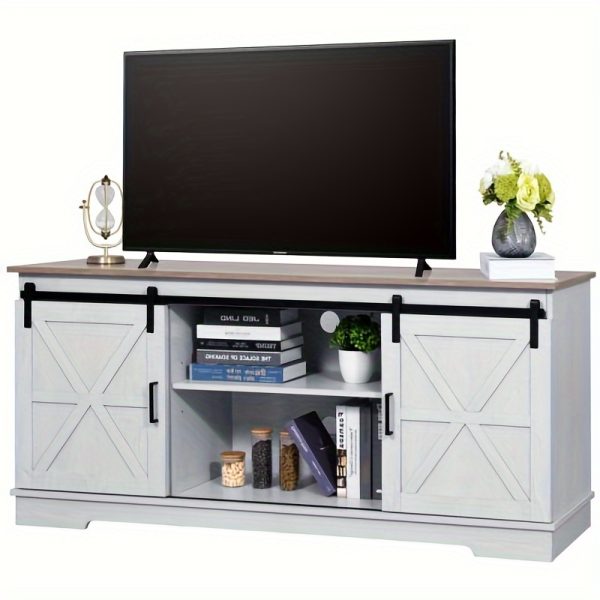 Xelsyo Farmhouse TV Stand for TVs up to 65'', Entertainment Center with Barn Doors, TV Media Console Cabinet, Grey Wash - Image 11
