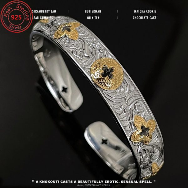Vintage Niche Design S925 Sterling Silvery Lucky Grass Bracelet - Perfect for Casual Attire and Parties for Men and Women - The Best Gift for Valentine's Day - Image 2