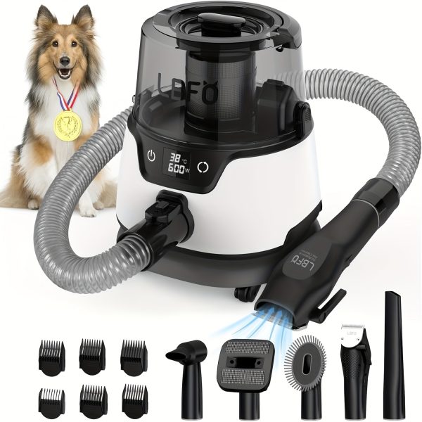 600w Dog Grooming Kit with 3L Dust Cup, 5 Pet Grooming Tools, Low Noise Pet Grooming Vacuum, Dog Clippers, and Dog Dryer - Image 2