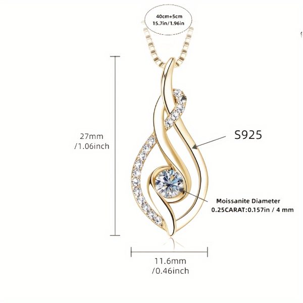 Elegant 18K Gold-Plated 925 Silver Moissanite Pendant Necklace - Perfect for Engagements, Anniversaries & Everyday Glamour, Moissanite, 0.25 Carat, Christmas Gift - Image 2