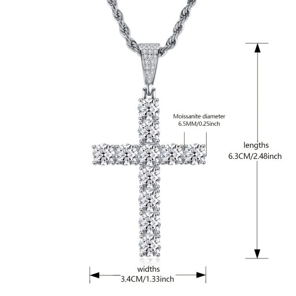 Moissanite 11ct 925 Sterling Silver Men'S Cross Pendant, Hypoallergenic Necklace Gift Your Lover And Friends, Suitable For Banquets, Parties, Luxury Pendants, Rapper - Image 6