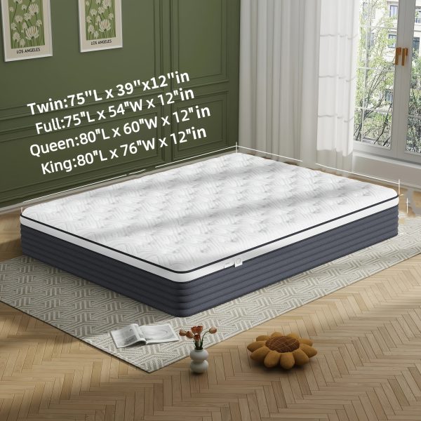 12 Inch Memory Foam Queen Mattress In A Box, Hybrid With Individually Pocketed Springs For Isolate Motion, Pressure Relief - Image 3