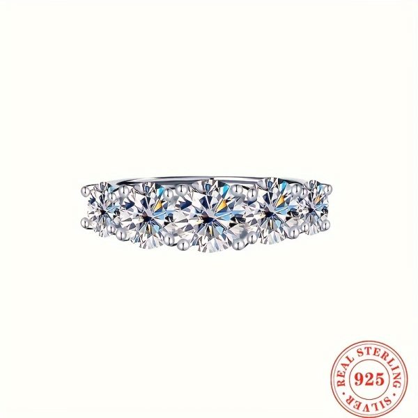 Dazzling 3.6ct Moissanite Eternity Band - 5-Stone Sterling Silver Wedding Finger Ring for Women - Promise Ring, Engagement Party, Daily Outfit Jewelry, Perfect Gift for Her, 925 Silver, Hypoallergenic, Nickel-Free, Comfort Fit - Image 7