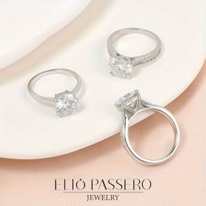 1.5/2/3/4CT Delicate Moissanite Sterling Silver Engagement Ring - Exquisite Promise Ring for Women, Fashionable Daily Wear Accessory, Romantic Gift for Lover, High-Quality Jewelry with 925 Sterling Silver Band