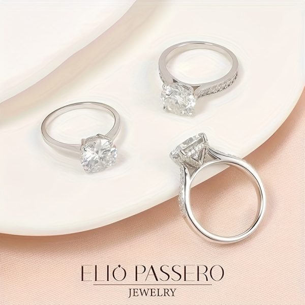 1.5/2/3/4CT Delicate Moissanite Sterling Silver Engagement Ring - Exquisite Promise Ring for Women, Fashionable Daily Wear Accessory, Romantic Gift for Lover, High-Quality Jewelry with 925 Sterling Silver Band