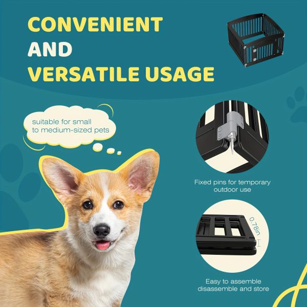 4 Panel/6 Panel Plastic Pet Playpen With Lockable Door And Non-Slip Bottom, 24 Inch High Durable Puppy Playpen Suitable For Small To Medium Pets, Portable Indoor Outdoor Puppy Pen, Lightweight Combination Dog Fence, Black/White - Image 4