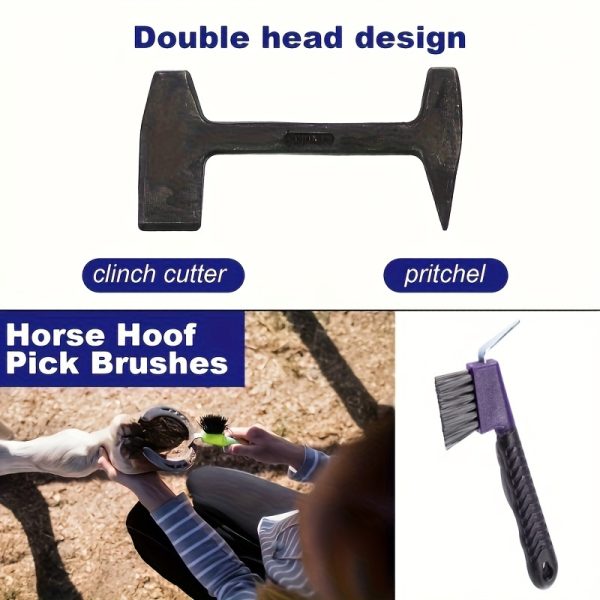 62 sets, horseshoe trimming kit, hand-held kit, horseshoe care kit, claw hammer, gloves, scissors, brush and other tools - Image 6