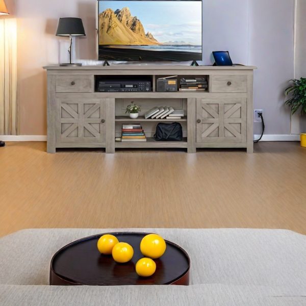 ZenHome Farmhouse TV Console with Storage Drawer and Power Outlet, Rustic TV Stand for TVs up to 80 Inch - Image 2