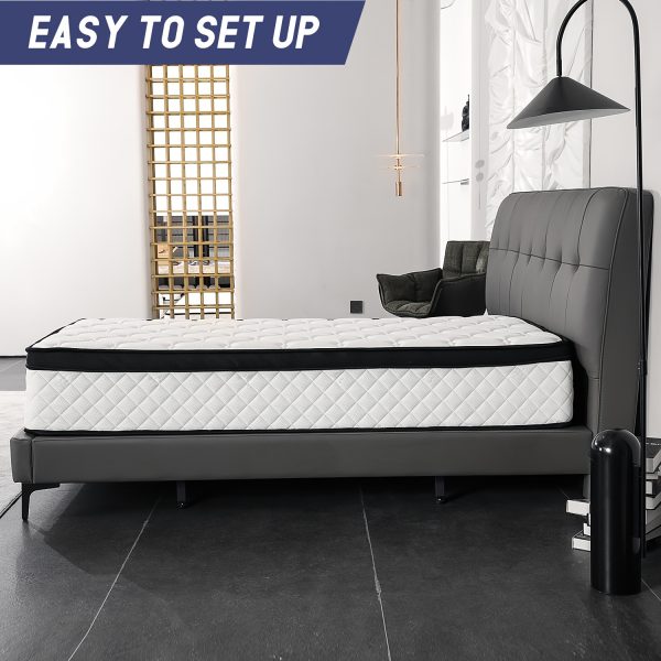 1pc Oyajia 12 Inch King Size Hybrid Mattress - Medium Firm, Memory Foam & Pocket Springs, Motion Isolation, Edge Support, Pressure Relief, Knitted Polyester Cover, No Wood Materials - Image 9