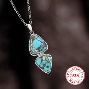 A Vintage Palace-style Natural Turquoise Necklace Made Of 5g Of S 925 Silver.