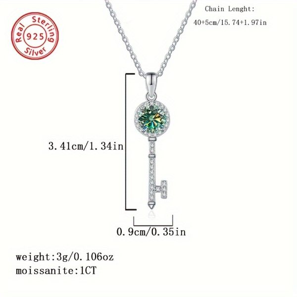 Elegant 925 Sterling Silver Necklace with 1 Carat Moissanite Pendant - Luxurious Jewelry for Women, Perfect for Parties, Vacations, Valentine's Day, Christmas, Halloween, Birthdays, and Anniversaries, April Birthstone, 3g/0.106oz, Moissanite, 1 Carat, 925 - Image 4