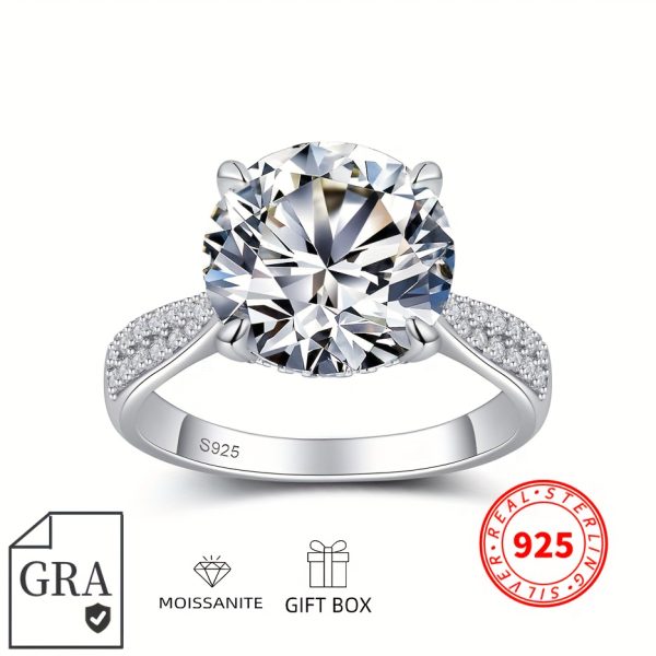 1.5/2/3/4CT Delicate Moissanite Sterling Silver Engagement Ring - Exquisite Promise Ring for Women, Fashionable Daily Wear Accessory, Romantic Gift for Lover, High-Quality Jewelry with 925 Sterling Silver Band - Image 2