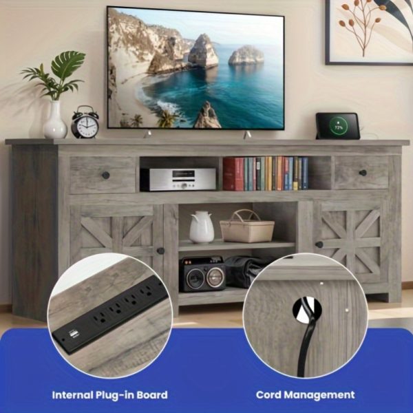 ZenHome Farmhouse TV Console with Storage Drawer and Power Outlet, Rustic TV Stand for TVs up to 80 Inch - Image 8