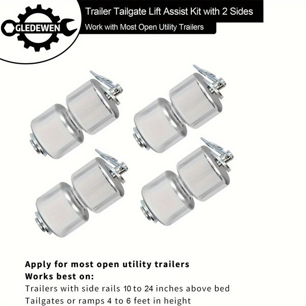 12-24 Inch Height Side Rail 2-Sided Trailer Gate Lift Assist (Upgrade) Kit, Compatible With Utility Trailer Ramp And Tailgate, 4-6 Feet Height Ramp, W/Spring - Image 8