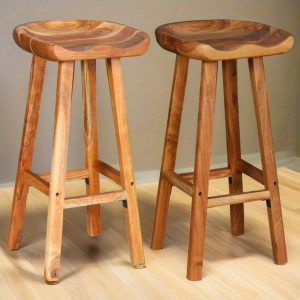 Solid Love Wood Bar Stool Set (Two-piece Set) Modern Country Design Suitable for Home Kitchen Countertop Adjustable Height Furniture