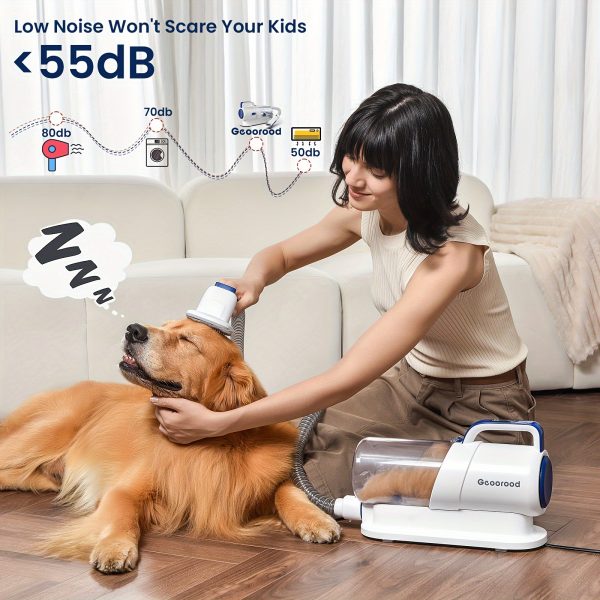 Geoorood Pet Dog Grooming Vacuum Kit Dog Brush With Electric Clipper And Nail Grinder, Work Quiet For Dogs At Home(BLUE) - Image 5
